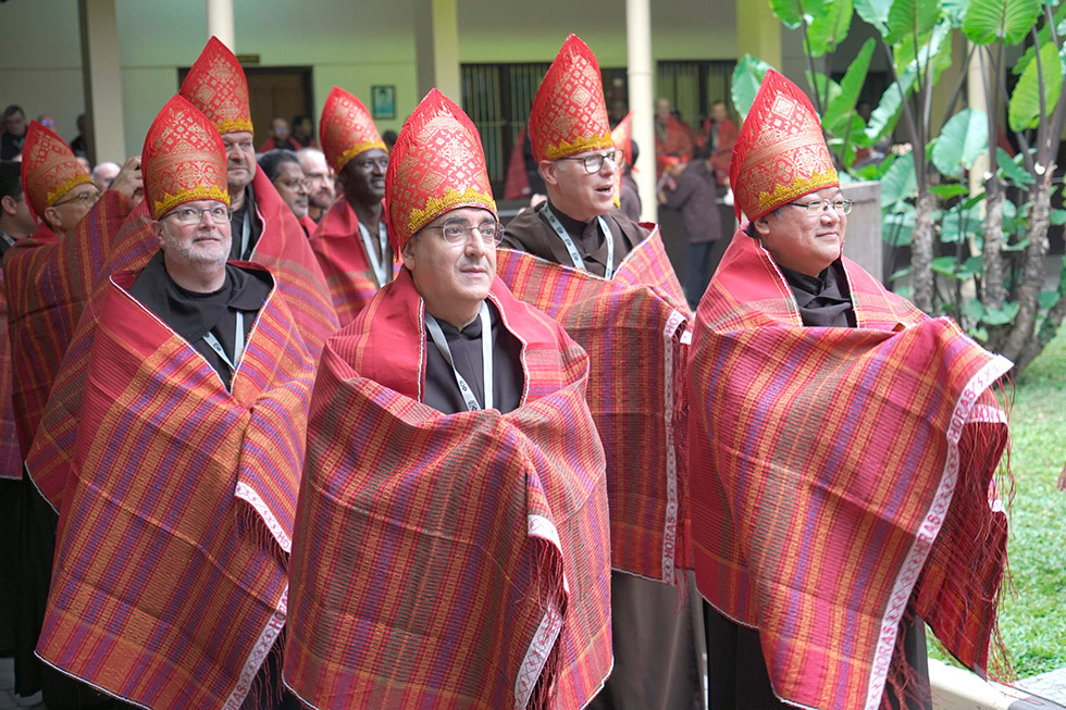 Carmelite friars don traditional Indonesian attire during the Order’s historic General Chapter in Malang, East Java. Photo credit: Indonesian Carmelite Order